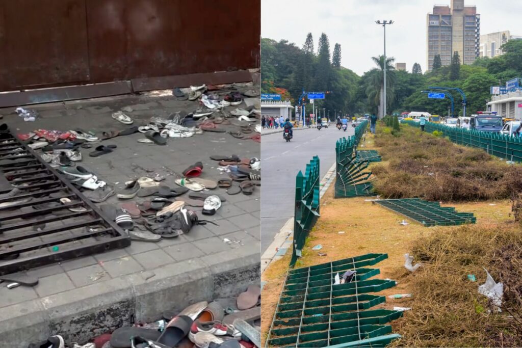 Bent Railings, Scattered Shoes: Visuals Show Bengaluru's Haunting Trail Of Deadly Stampede