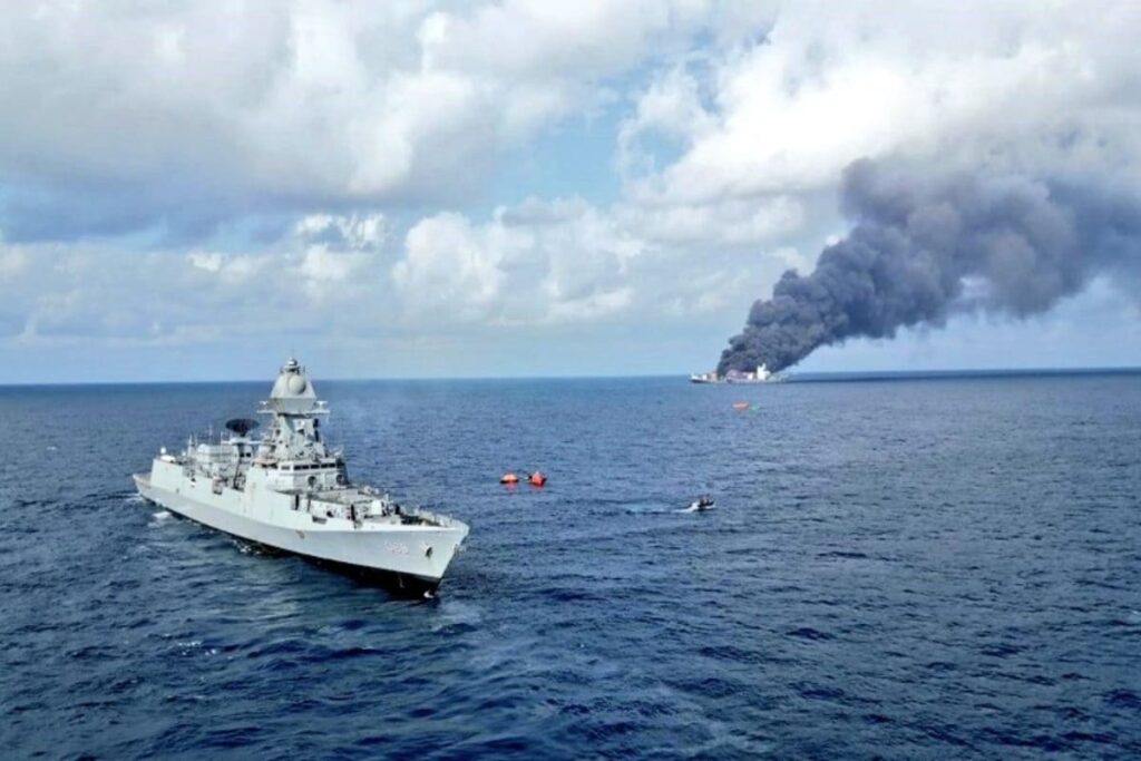 Blaze On Singapore Ship Enters Third Day, IAF’s MI-17 V5 Joins Firefighting Ops