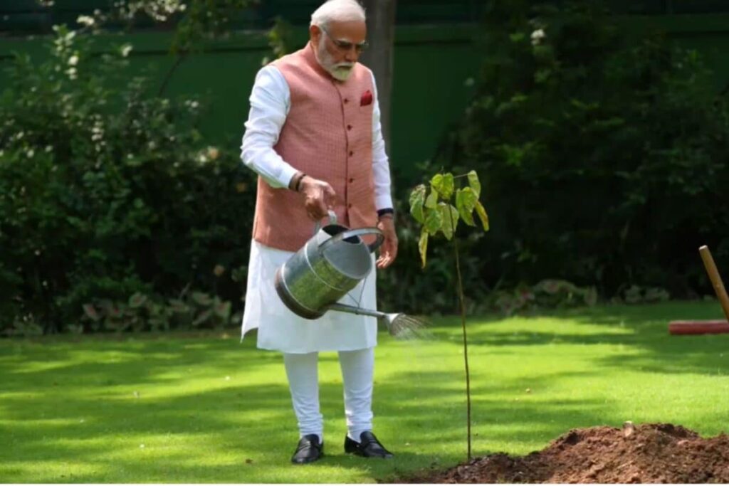 PM Modi Plants Saplings On World Environment Day, Fulfils Promise To 1971 War Heroines