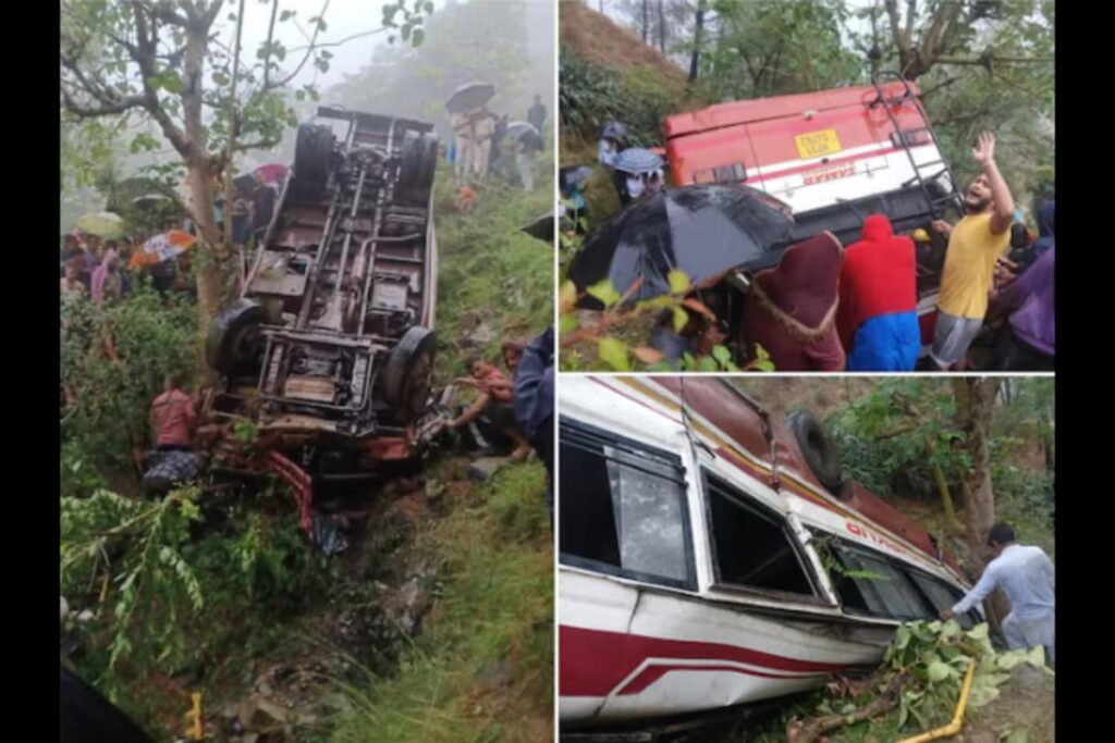 Bus With 30 On Board Plunges 20 Metres In Himachal’s Mandi; 20-25 Rescued, 3 Still Trapped