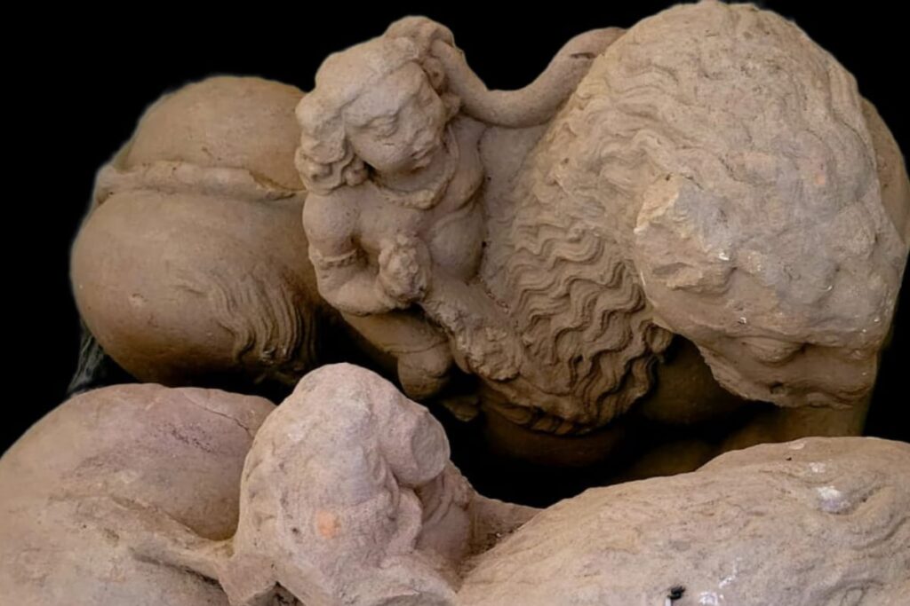 Ancient Relic Depicting Goddess On Two Lions Unearthed At Ayodhya's Ram Temple Complex