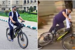 DK Shivakumar's Wobbly Bicycle Ride To Karnataka Assembly | Watch