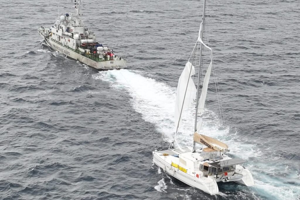 Indian Coast Guard Tows US Yacht Stranded In Rough Seas Near Andaman & Nicobar Islands