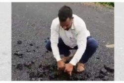 Man Pulls Apart Newly Built Road in Maharashtra With Bare Hands | Video