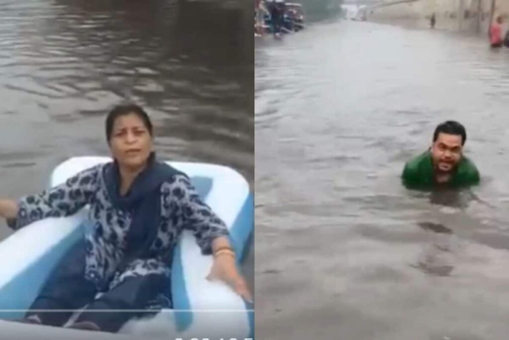 Delhiites Swim, Boat On Waterlogged Roads After Rain; AAP Hits Out At BJP | Videos