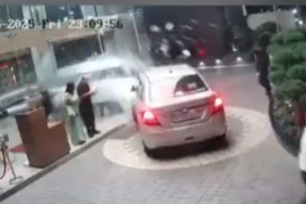 Woman Reverses SUV, Crashes Through Glass Door Into Bareilly Hotel Reception | Video