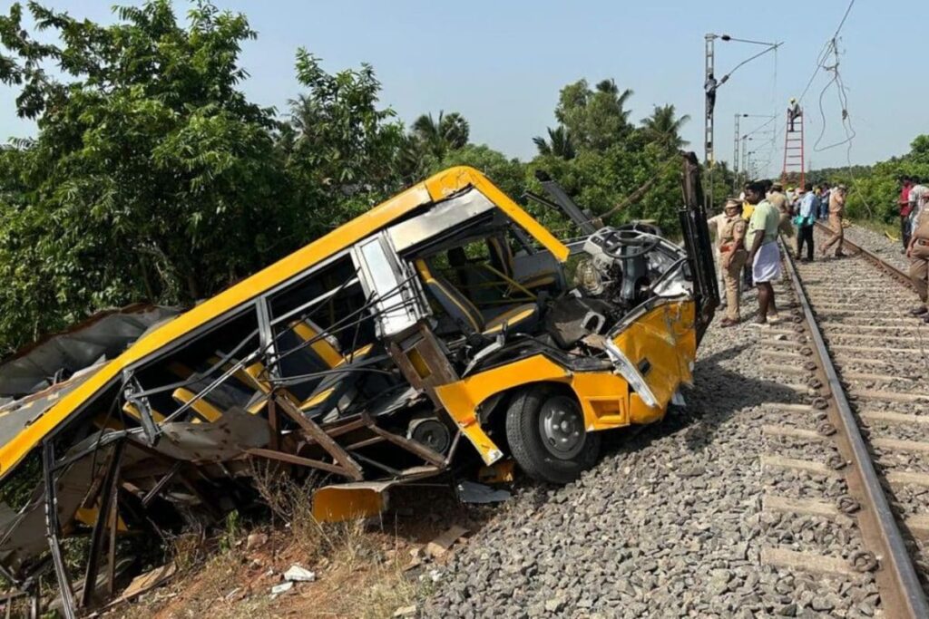 Three School Students Killed In Van-train Collision In Tamil Nadu; Railway Gatekeeper Arrested
