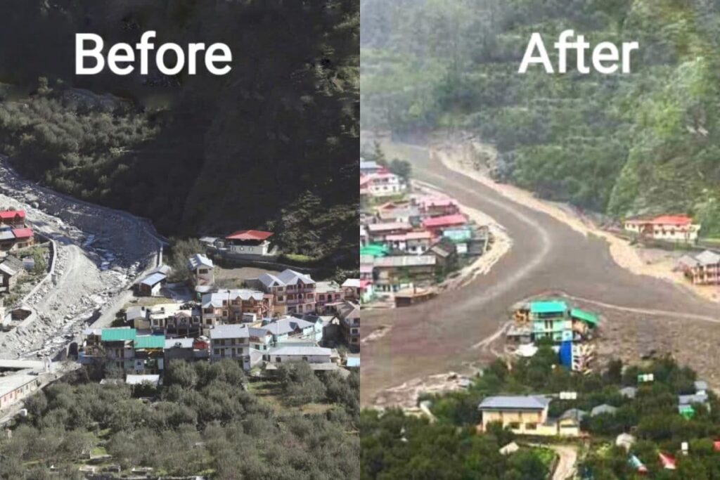 Before & After Photos Of Dharali Village In Uttarakhand Show Devastation Caused By Landslides