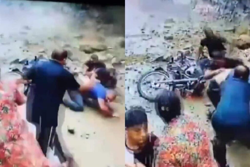 Lucky Escape For Three Youths As Landslide Debris Falls Over Their Bike In Haridwar | Video