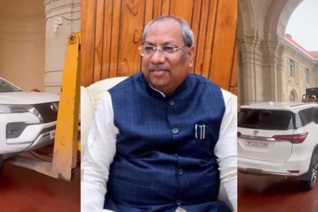 UP Minister's Car Towed From Assembly Premises Over Traffic Violation | Video