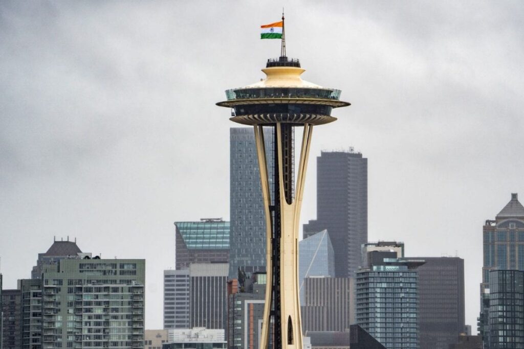 In A First, Indian Tricolour Hoisted On Seattle's Iconic Space Needle To Mark Independence Day