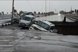 J&K's Tawi Bridge Caves In Amid Heavy Rain, Vehicles Stuck; Terrifying Videos Surface