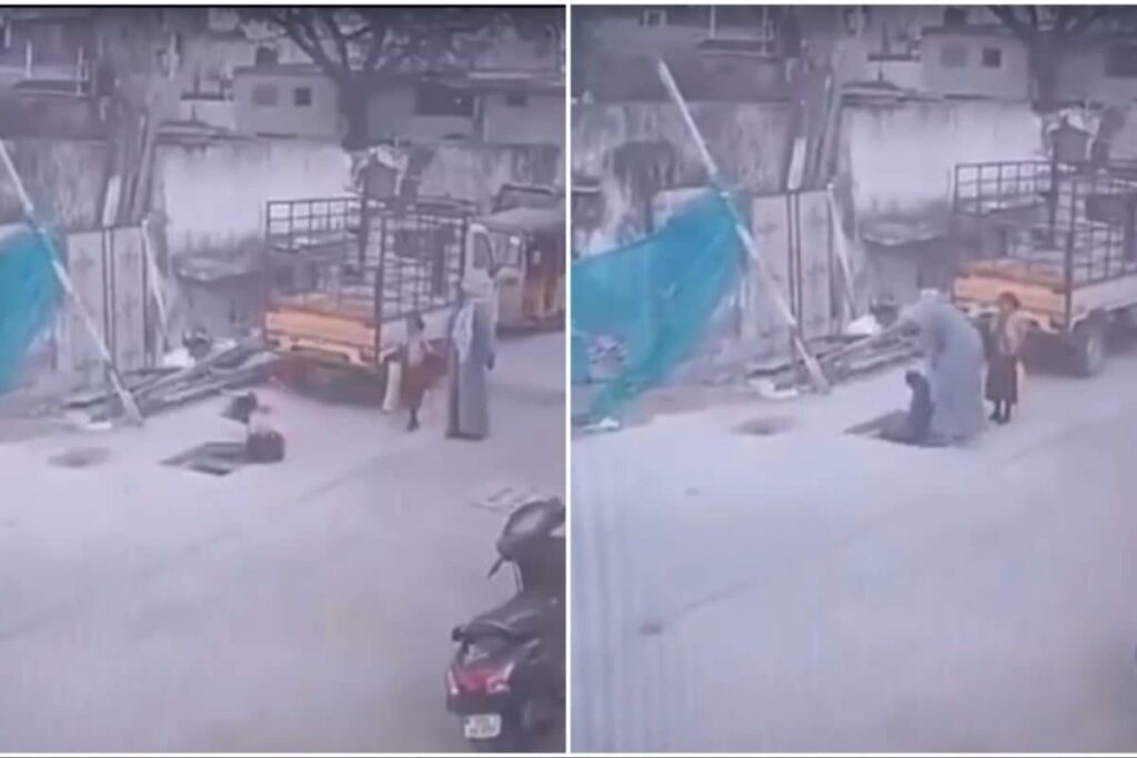 Caught On Camera: 6-Year-Old Falls Into Open Manhole In Hyderabad, Rescued By Mother
