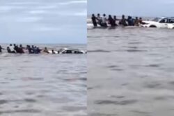 Driving Too Close To Shoreline, SUV Gets Stuck In Sand At Maharashtra's Vasai Beach