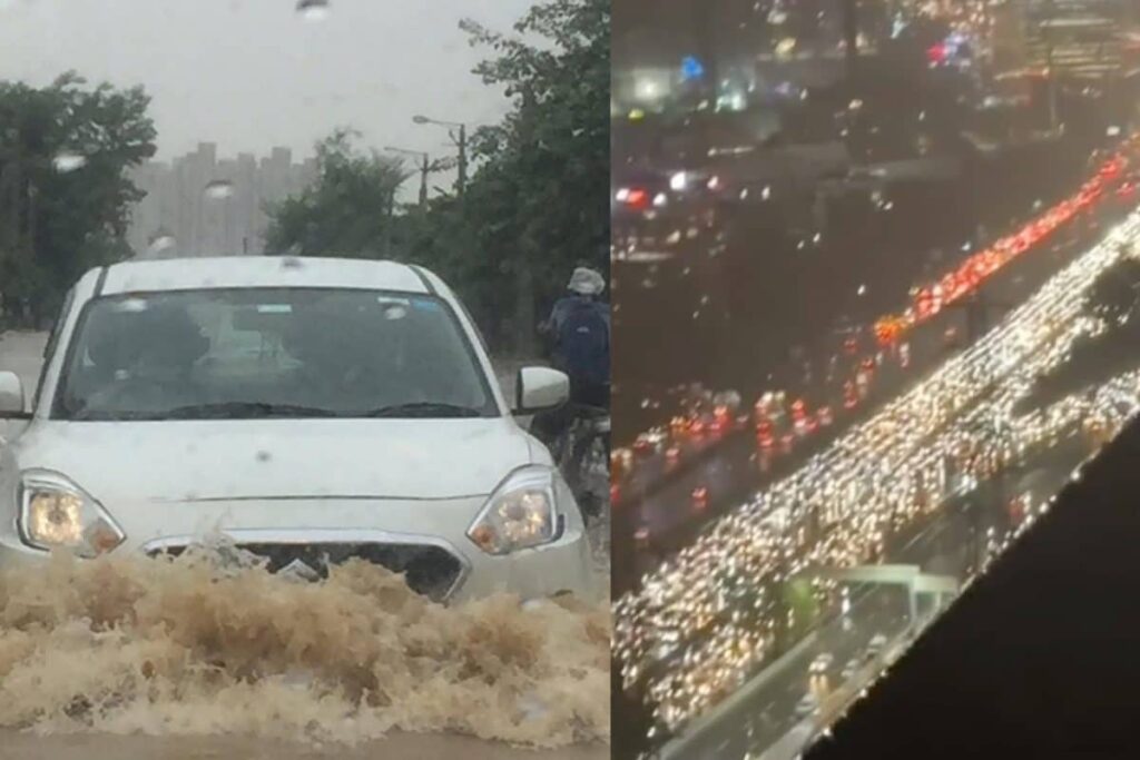Rain Cripples Gurugram: Severe Waterlogging And Long Traffic Jams | Photos