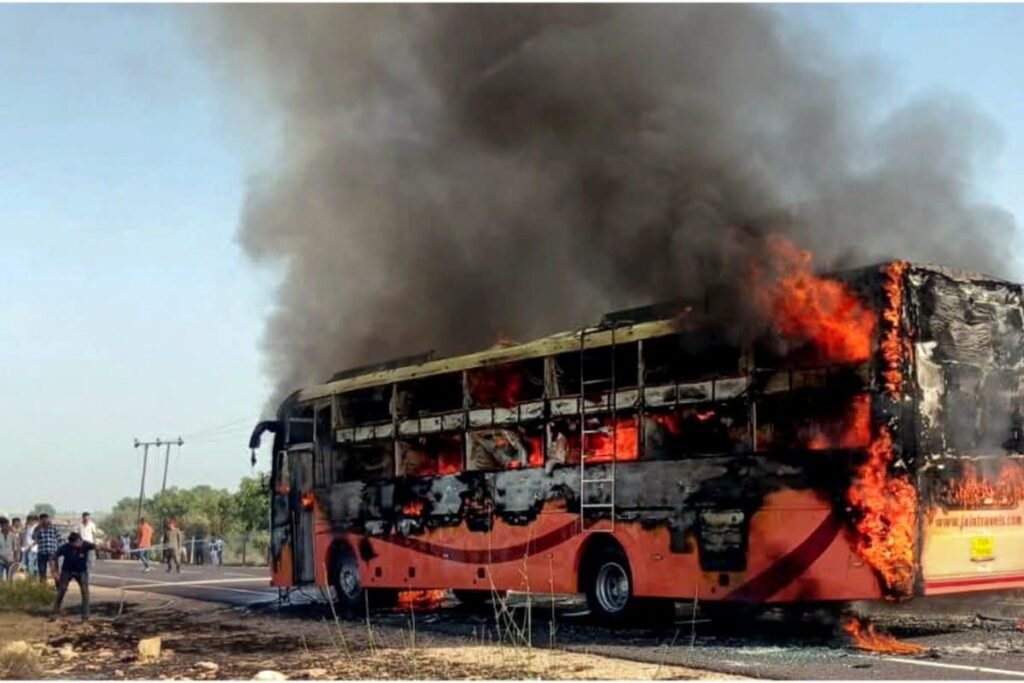 20 Killed As Moving Bus Bursts Into Flames In Rajasthan's Jaisalmer
