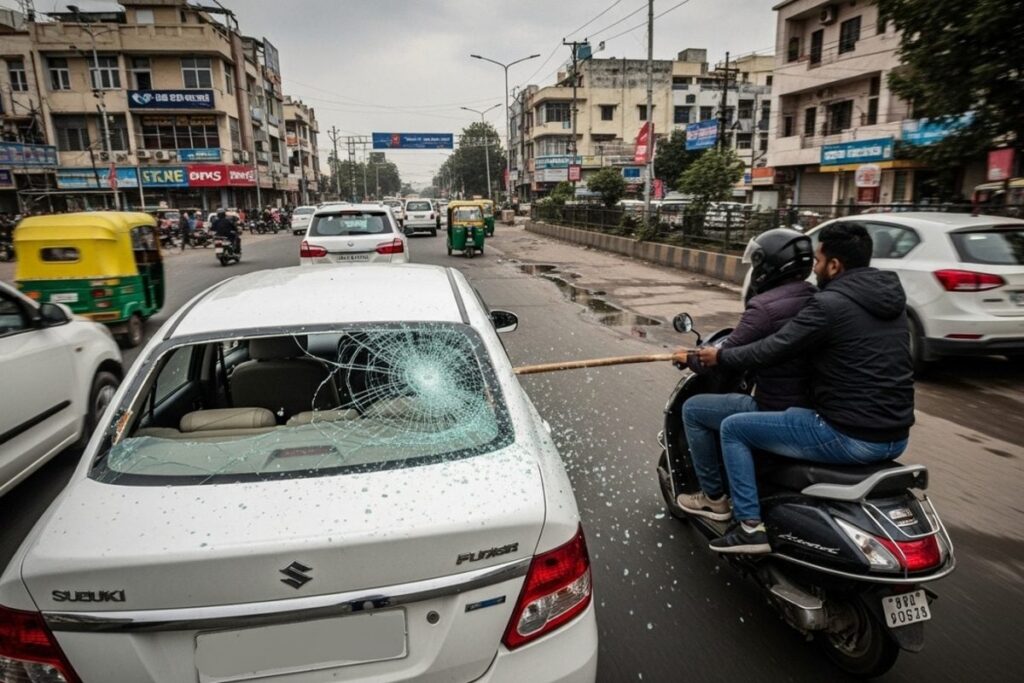 Journalist Chased In Noida, Car's Rear Window Smashed By 2 Men On Scooter; One Arrested