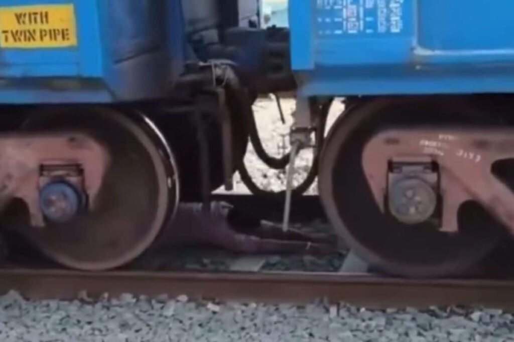 Telangana Man Narrowly Escapes Death While Attempting To Crawl Under Train To Cross Platform | Video