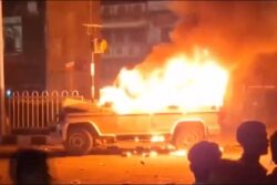 Angry Mob Torches Police Vehicle In Bihar's Gopalganj Over Rumours Of Biker's Death