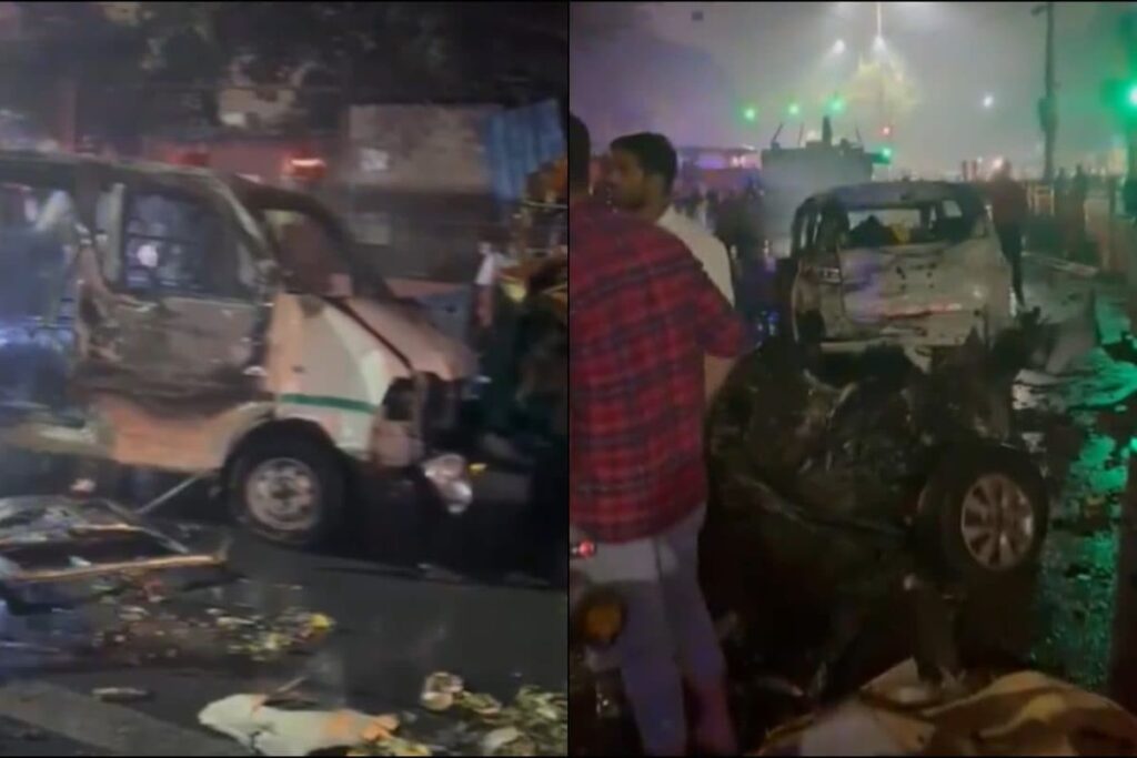 Caught On Camera: Charred Vehicles, Car Parts On Road After Delhi Blast That Killed 10