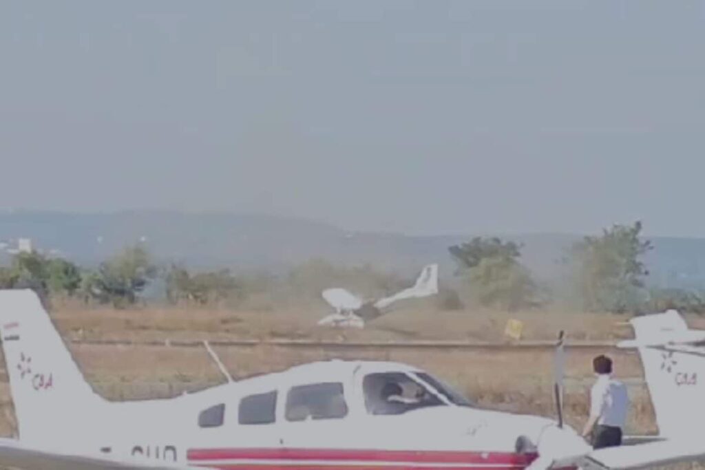 Training Aircraft Overturns While Landing At MP's Sagar Airstrip