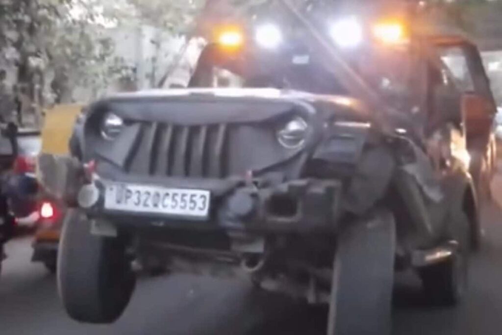 Delhi Teen Crashes Rented Thar Into Several Vehicles While Trying To Avoid Family In Noida