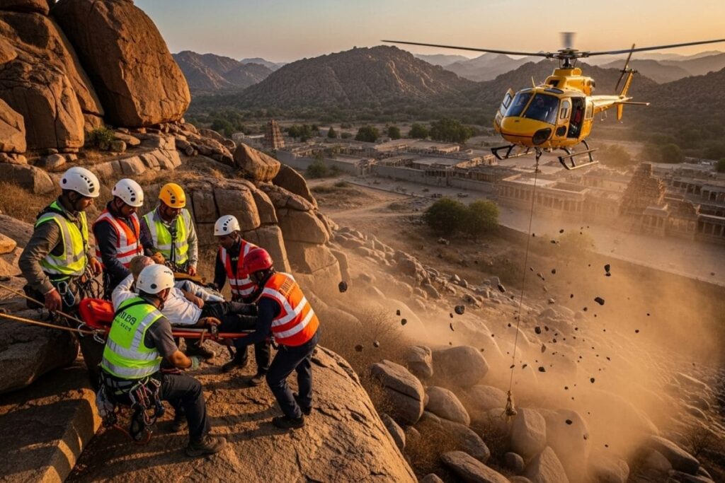 French Tourist Rescued After Being Stranded For Two Days Following Fall At Hampi Hill