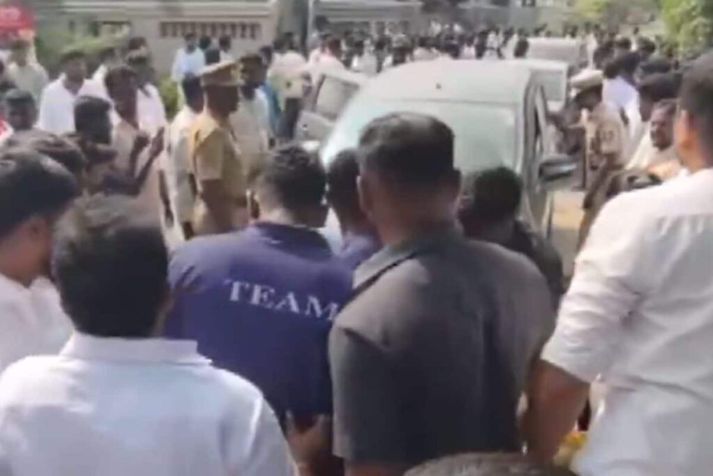 TVK Chief Vijay's Car Stopped By Own Party Workers As They Protest Against Allocation Of District-Level Posts