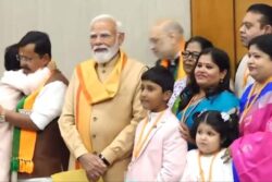 PM Modi Meets New BJP Chief Nitin Nabin's Family Amid Celebration At Party Headquarters In Delhi