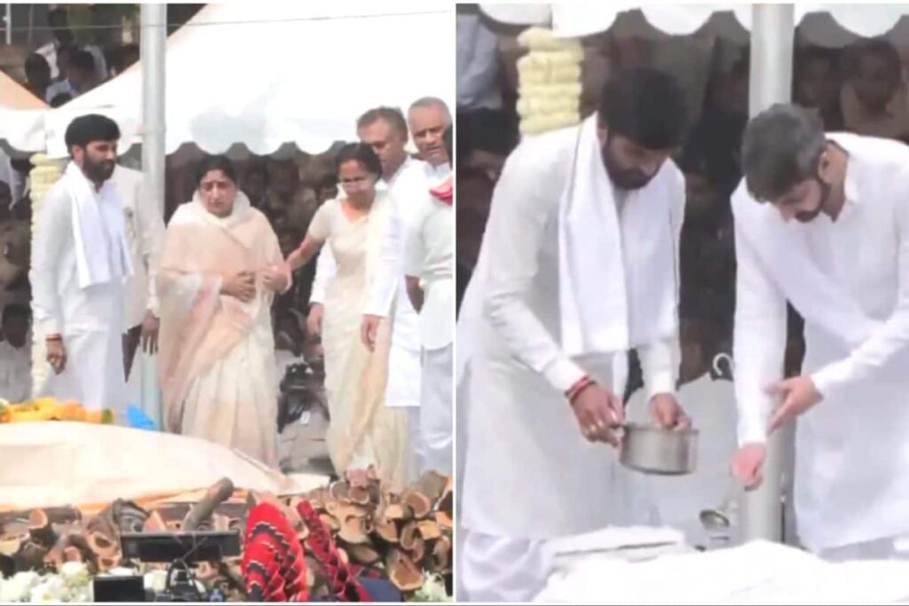 Tears, Chants And Flowers: Wife, Sons Bid Farewell To Ajit Pawar At State Funeral In Baramati