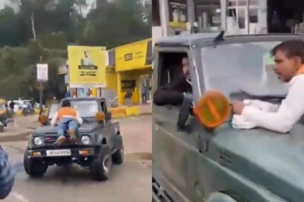 Man Drives Gypsy With E-rickshaw Driver On Bonnet For 15 Minutes In UP’s Rampur | Video