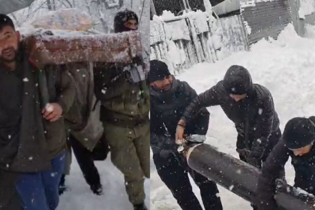 Kashmir Police Rush To Help Pregnant Woman, Patient Needing Oxygen Cylinder Amid Heavy Snowfall