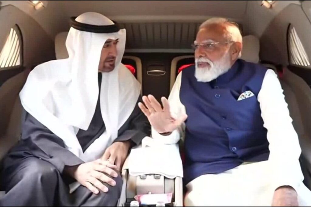 PM Modi Receives UAE President Mohamed Bin Zayed Al Nahyan At Delhi Airport