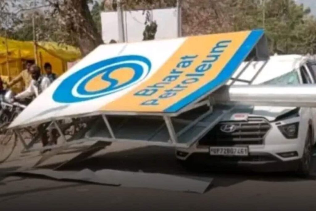 Caught On Cam: Samajwadi Party Leader Dies After 40-Quintal High-Mast Pole Collapses On His Car