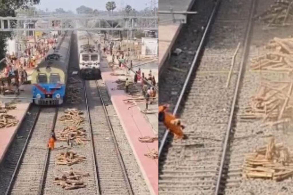 High-Speed Horror: Train Hurls Log At Woman Crossing Tracks, She Crashes Into Wall | Video