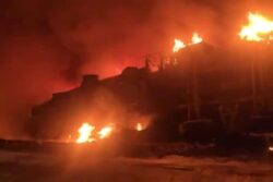 Oil Tanker Flips On National Highway, Catches Fire After Colliding With Electric Pole In UP | Video