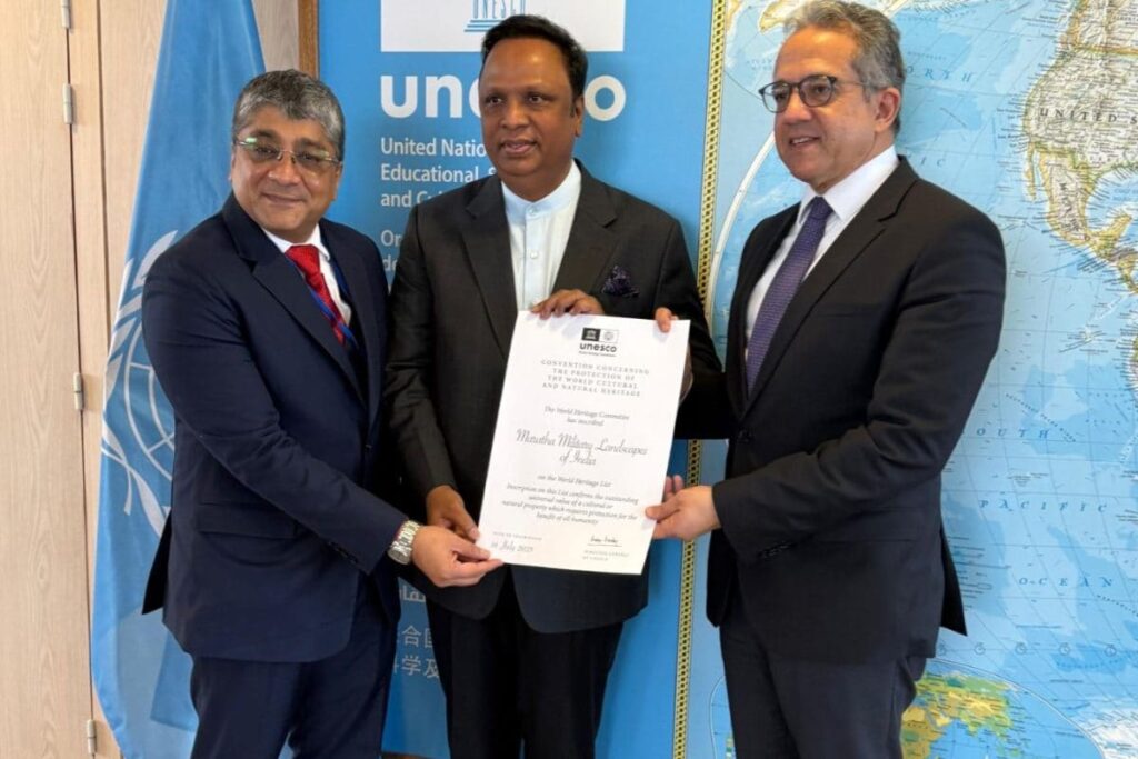 Minister Ashish Shelar Receives UNESCO World Heritage Certificate For 12 Marata Forts