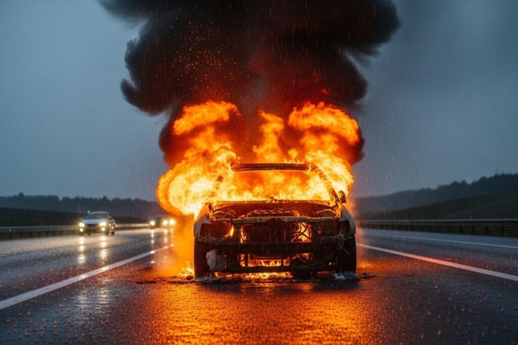 Car Carrying Doctor Couple Catches Fire In Maharashtra’s Beed, No Casualties