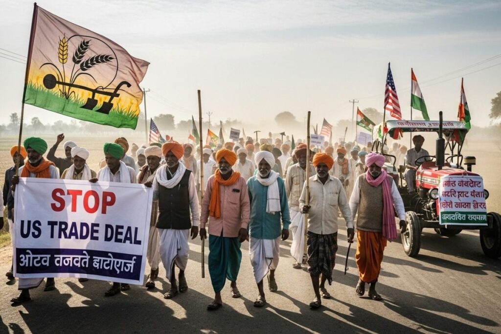 Massive Protest Of Farmer Unions Over US-India Trade Deal On February 12