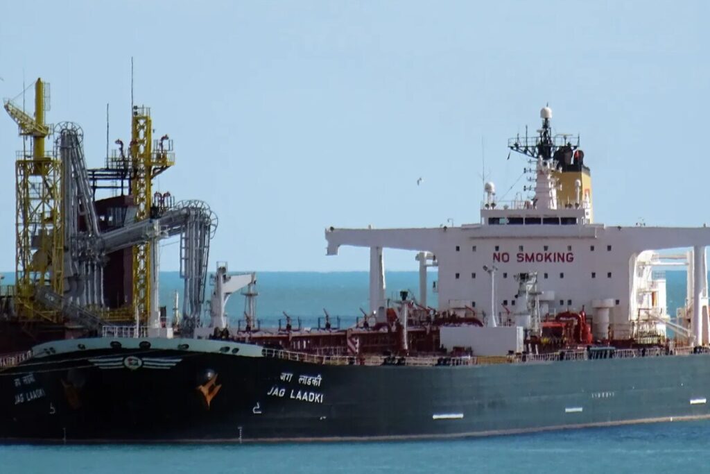 Indian Vessel Jag Laadki Carrying 80,800 MT Of Crude Oil Arrives At Gujarat Port