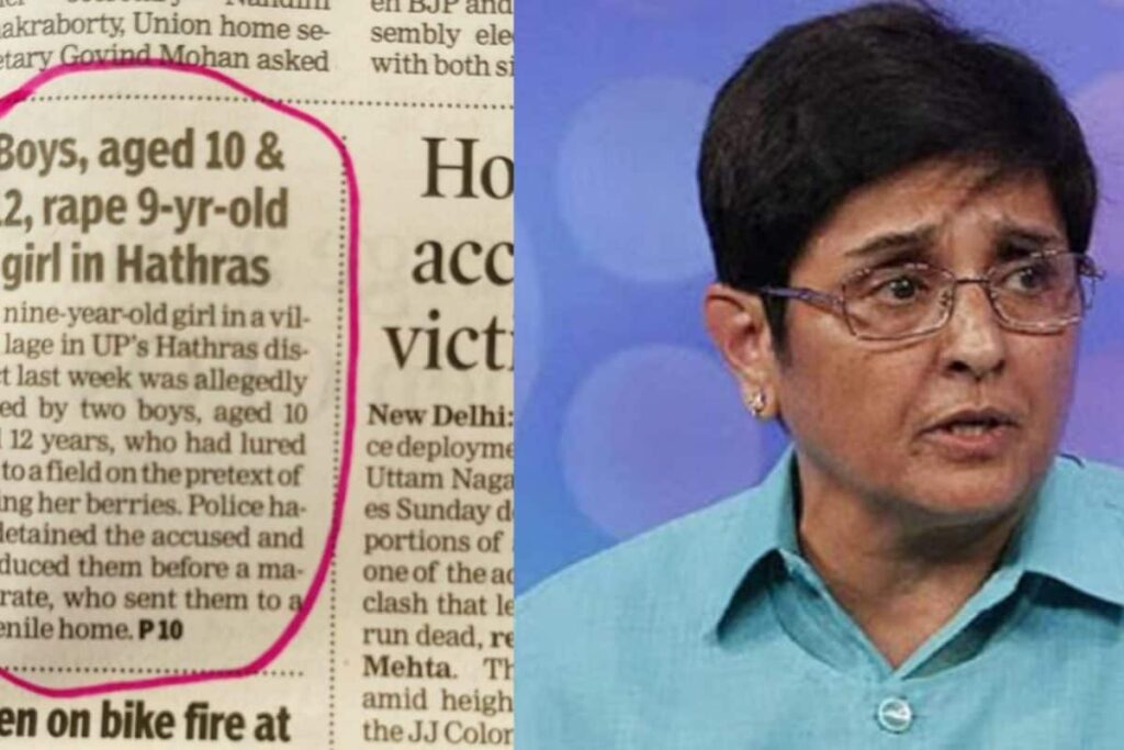 ‘Shouldn’t Parents Be Booked?’ Kiran Bedi Fumes As UP Boys Aged 10 & 12 Lure 9‑Yr‑Old With Berries, Rape Her