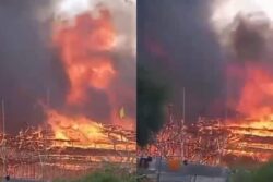Massive Ball Of Fire Engulfs Mahayagna Site In Ayodhya, Pandal Turned Into Ashes | Video