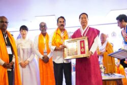 Telangana Minister J Krishna Rao receives 'Grand Prize for Contribution to World Peace'.