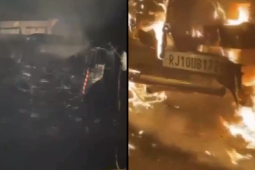 Three Burnt Alive As SUV Goes Up In Flames After Collision With Dumper Truck In Rajasthan