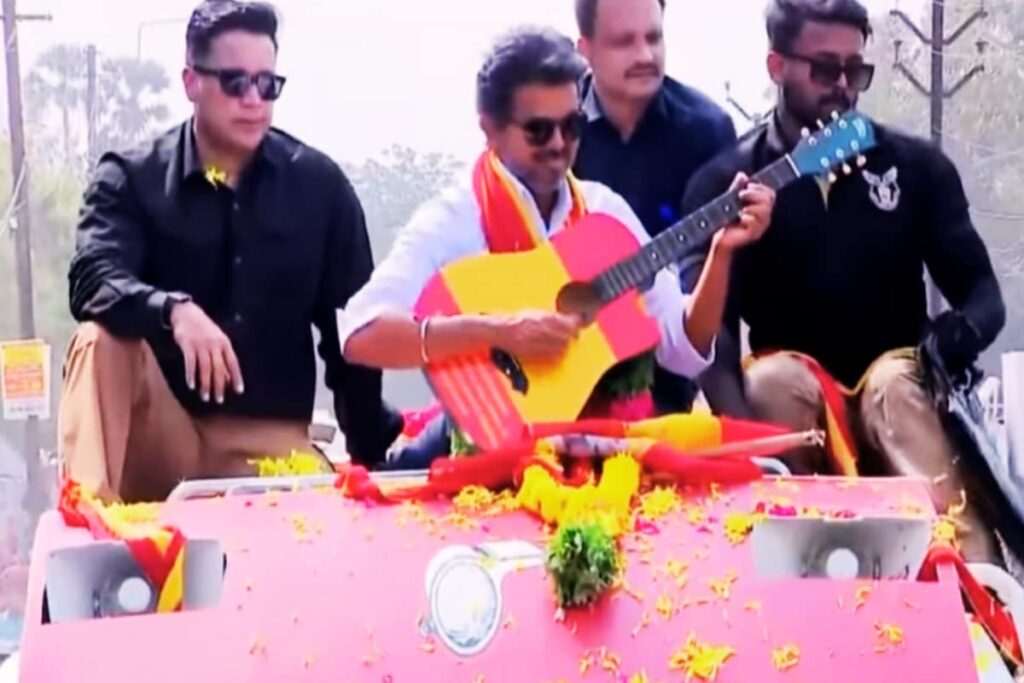 Guitar In Hand, Boy On Shoulders: Glimpses From Vijay's Tirunelveli Roadshow | PHOTOS